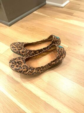 Tieks Leopard Print Ballet Flats with Teal Accent